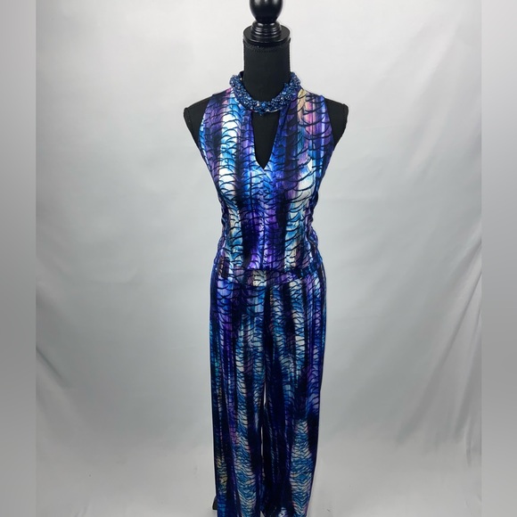 Jumpsuit Julian Chang Purple and Blue White Medium - Picture 4 of 12